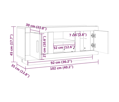 Mueble para TV madera contrachapada negro 102x35x45 cm