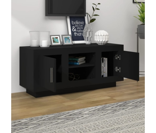 vidaXL Mueble de TV madera contrachapada negro 102x35x45 cm