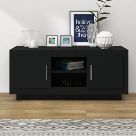 Mueble de TV madera contrachapada negro 102x35x45 cm