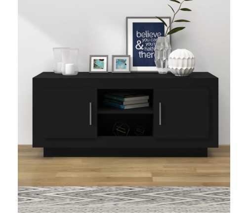 vidaXL Mueble de TV madera contrachapada negro 102x35x45 cm