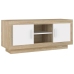 Mueble de TV madera contrachapada blanco y roble 102x35x45 cm