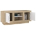 Mueble de TV madera contrachapada blanco y roble 102x35x45 cm