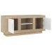 Mueble de TV madera contrachapada blanco y roble 102x35x45 cm