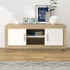 Mueble de TV madera contrachapada blanco y roble 102x35x45 cm