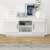 Mueble de TV madera contrachapada blanco brillo 102x35x45 cm