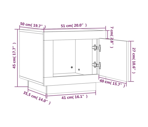 vidaXL Mesa de centro madera de ingeniería negra 51x50x45 cm