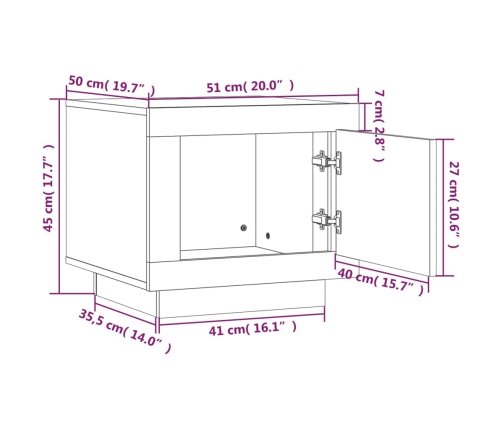 Mesa de centro madera de ingeniería blanco y Sonoma 51x50x45 cm