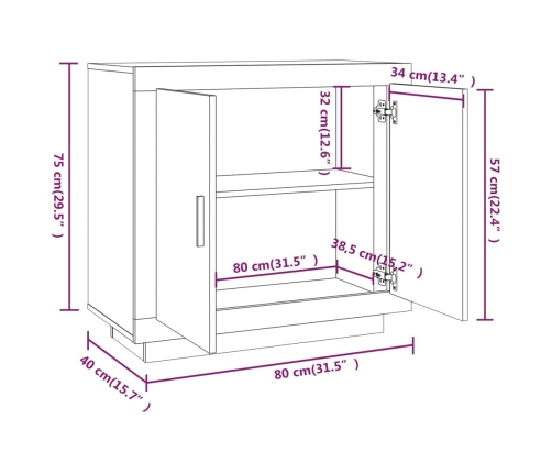 Aparador de madera contrachapada blanco 80x40x75 cm