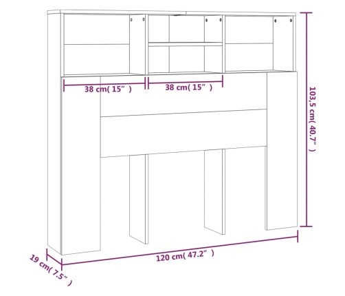 vidaXL Mueble cabecero blanco 120x19x103,5 cm