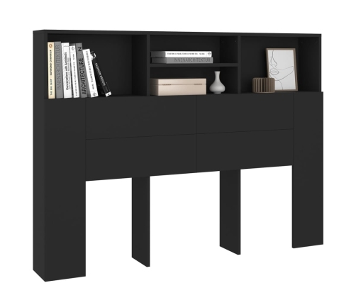 vidaXL Mueble cabecero negro 140x19x103,5 cm