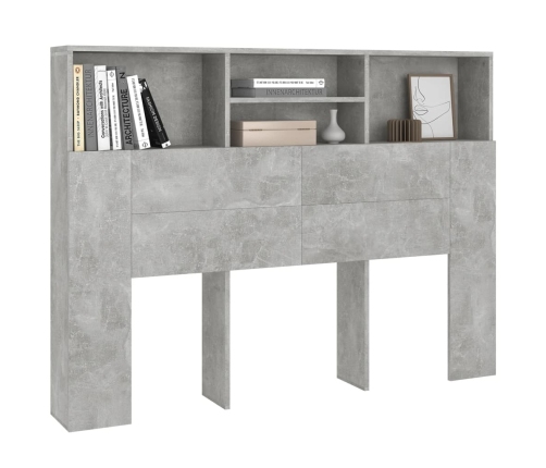 vidaXL Mueble cabecero gris hormigón 140x19x103,5 cm