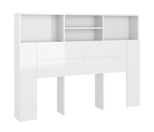 vidaXL Mueble cabecero blanco brillante 140x19x103,5 cm