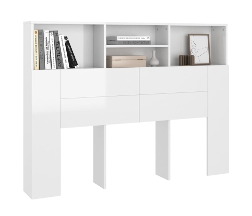 vidaXL Mueble cabecero blanco brillante 140x19x103,5 cm