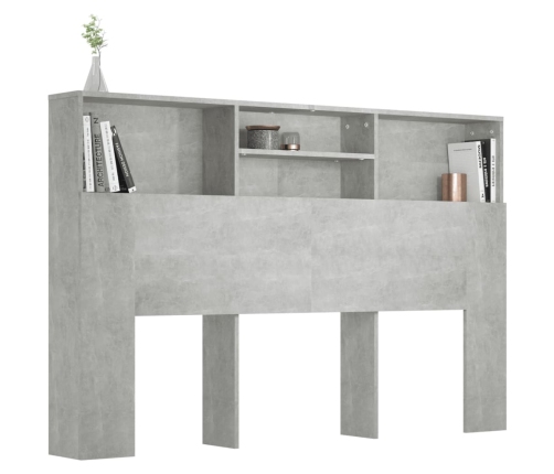 vidaXL Mueble cabecero gris hormigón 160x19x103,5 cm