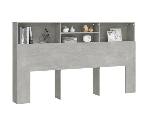 Mueble cabecero gris hormigón 180x19x103,5 cm