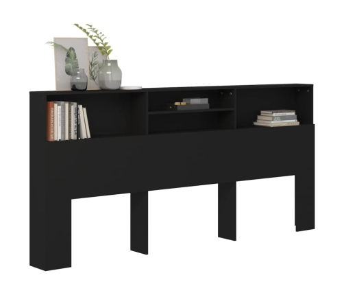 Mueble cabecero negro 220x19x103,5 cm