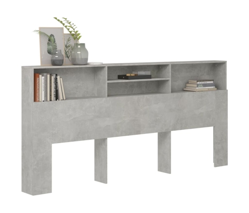 Mueble cabecero gris hormigón 220x19x103,5 cm