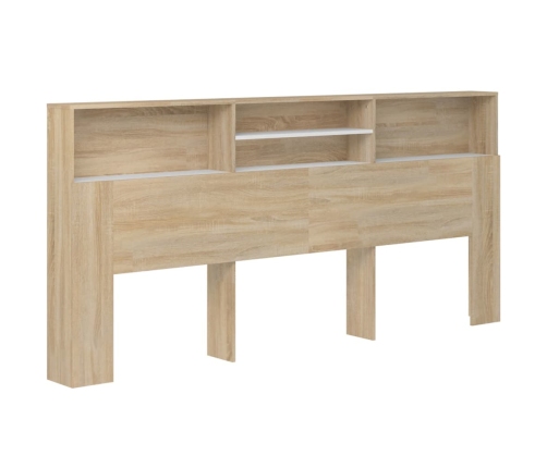 Mueble cabecero color blanco y roble Sonoma 220x19x103,5 cm