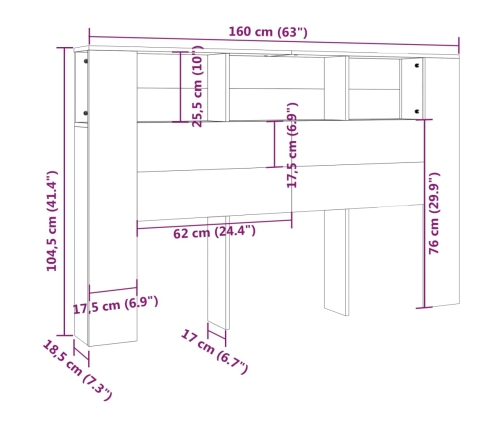 Mueble cabecero blanco 160x18,5x104,5 cm