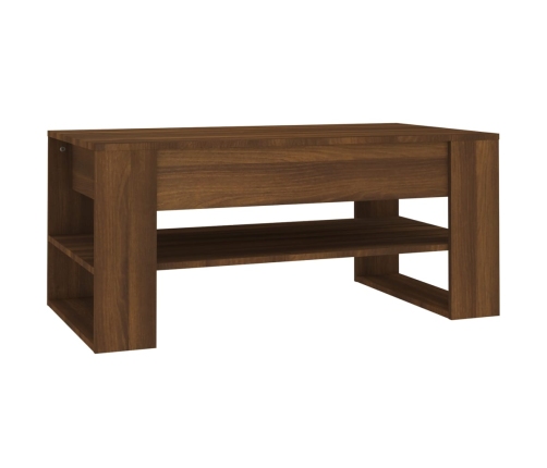 Mesa de centro madera de ingeniería roble marrón 102x55x45 cm