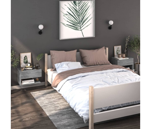 Mesita de noche de pared 2 uds color gris Sonoma