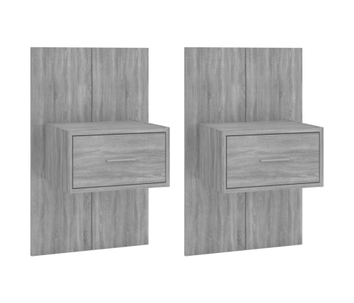 vidaXL Mesita de noche de pared 2 unidades color gris Sonoma