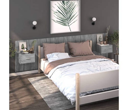 vidaXL Mesita de noche de pared 2 unidades color gris Sonoma