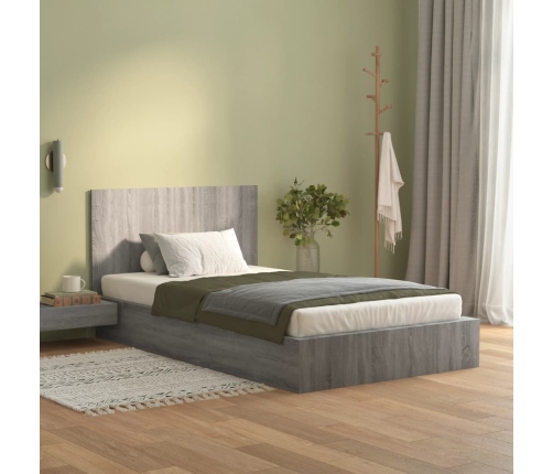 Cabecero de cama madera contrachapada gris Sonoma 120x1,5x80 cm