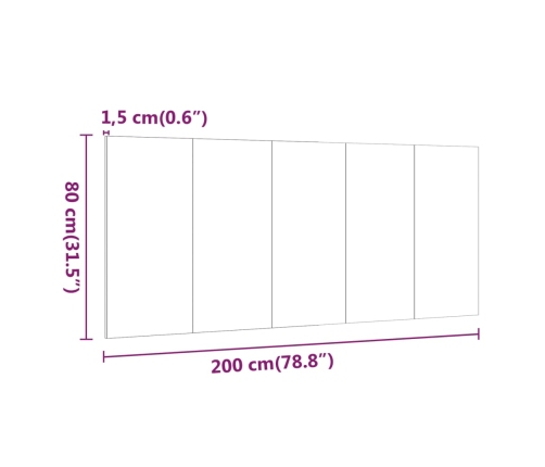 Cabecero de cama madera contrachapada roble marrón 200x1,5x80cm