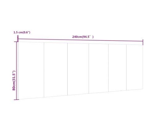 Cabecero pared madera contrachapada roble marrón 240x1,5x80 cm