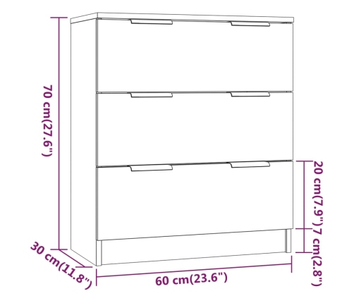 Aparador de madera contrachapada gris Sonoma 60x30x70 cm