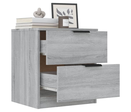 vidaXL Mesitas de noche 2 uds madera contrachapada gris Sonoma