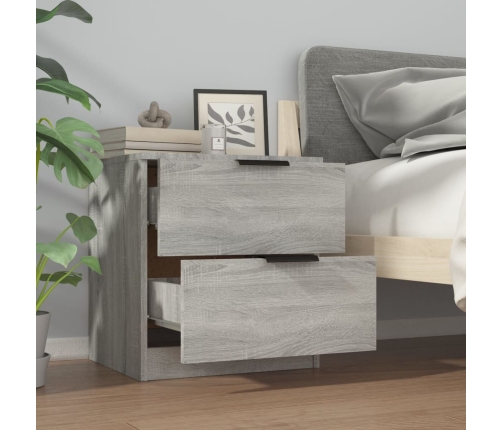 vidaXL Mesitas de noche 2 uds madera contrachapada gris Sonoma