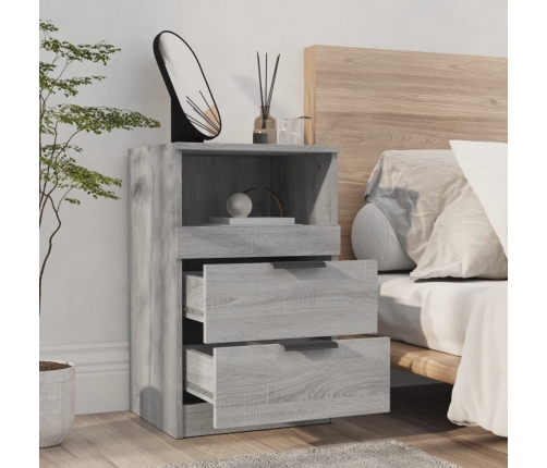 vidaXL Mesita de noche madera contrachapada gris Sonoma