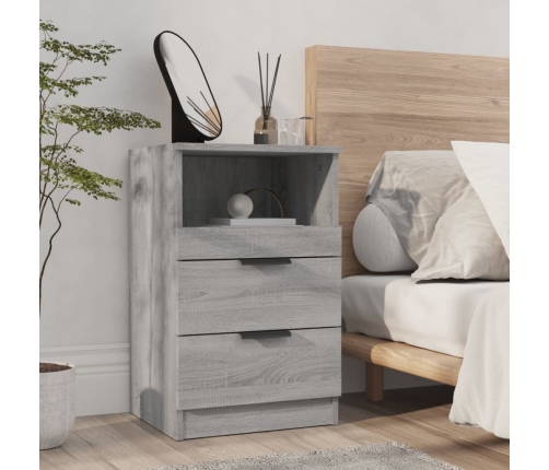 vidaXL Mesita de noche madera contrachapada gris Sonoma