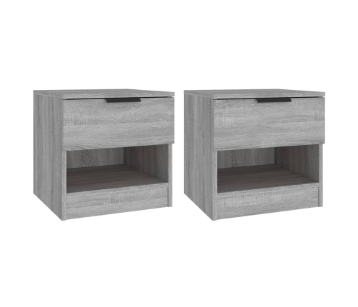 Mesitas de noche 2 uds madera contrachapada gris Sonoma