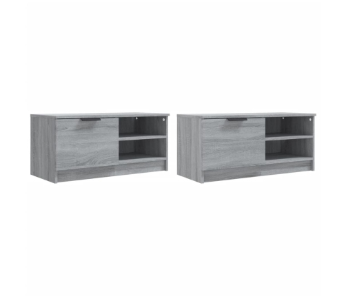 Muebles para TV 2 uds contrachapado gris Sonoma 80x35x36,5 cm