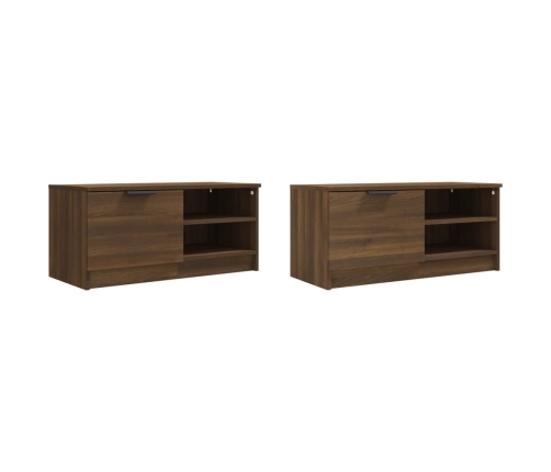 Muebles para TV 2 uds contrachapado marrón roble 80x35x36,5 cm