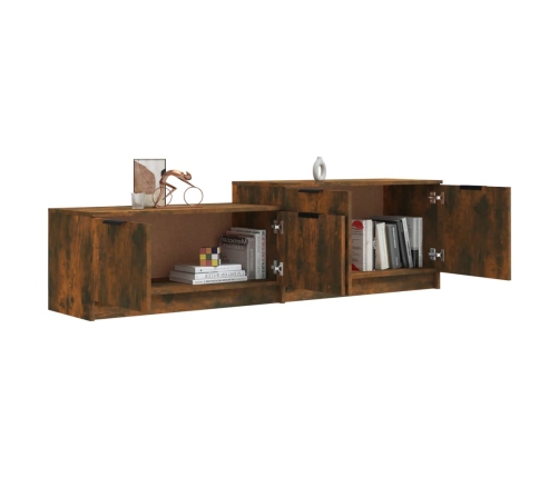 Mueble para TV madera contrachapada roble ahumado 158,5x36x45cm