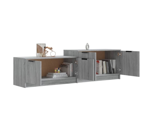 vidaXL Mueble de TV madera contrachapada gris Sonoma 158,5x36x45 cm