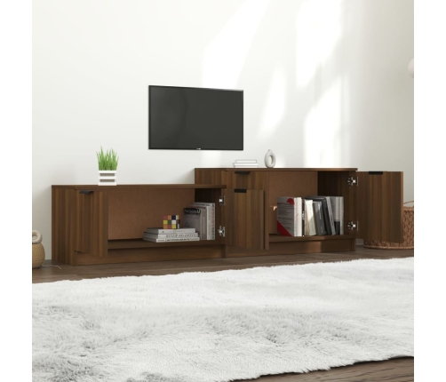 Mueble de TV madera contrachapada roble marrón 158,5x36x45 cm