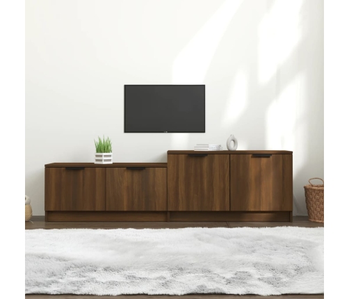 Mueble de TV madera contrachapada roble marrón 158,5x36x45 cm