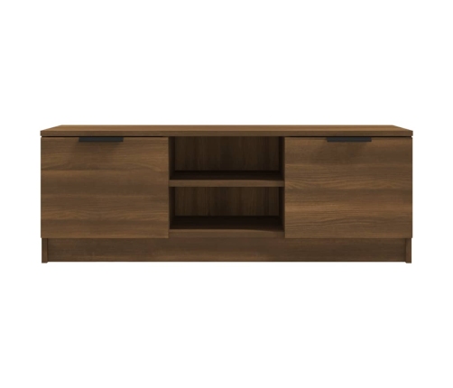 Mueble de TV madera contrachapada marrón roble 102x35x36,5 cm