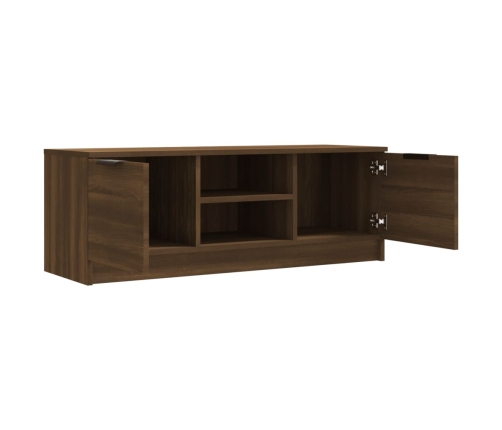 Mueble de TV madera contrachapada marrón roble 102x35x36,5 cm