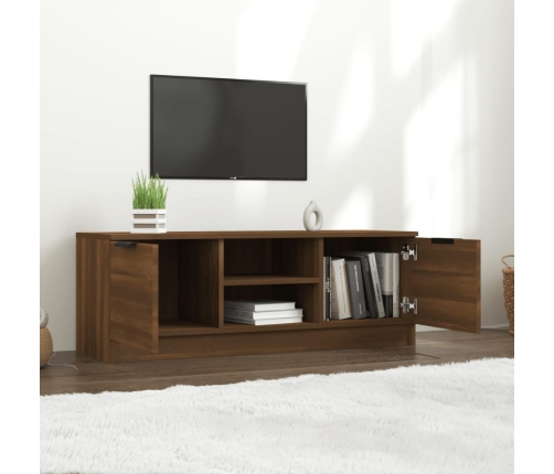 Mueble de TV madera contrachapada marrón roble 102x35x36,5 cm