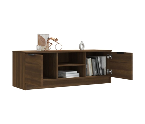 Mueble de TV madera contrachapada marrón roble 102x35x36,5 cm