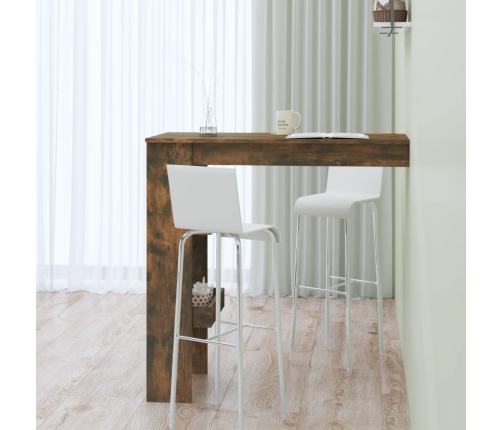 vidaXL Mesa de bar de pared contrachapada roble ahumado 102x45x103,5cm