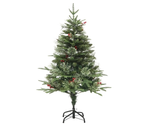 Árbol de Navidad con luces y piñas PVC PE verde 120 cm