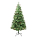 Árbol de Navidad con luces y piñas PVC PE verde 195 cm