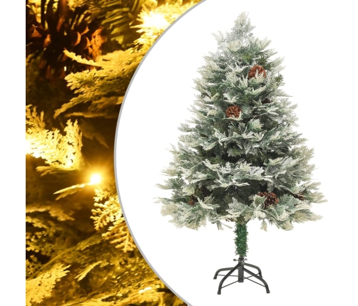 Árbol de Navidad con luces y piñas PVC PE verde 120 cm